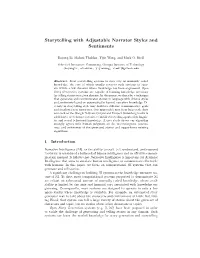 Storytelling with Adjustable Narrator Styles and Sentiments