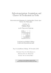 Subcategorization Acquisition and Classes of Predication in Urdu