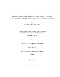The Biopolitics of Normative Monogamy: a Critical Discourse Analysis of the Polygamy Debate and Bountiful, British Columbia