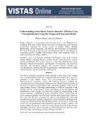 Understanding Generalized Anxiety Disorder: Effective Case Conceptualization Using the Temporal/Contextual Model