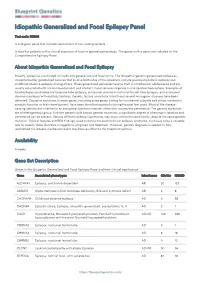 Blueprint Genetics Idiopathic Generalized and Focal Epilepsy