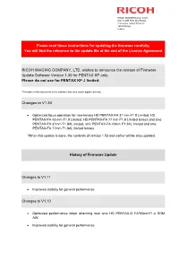 Please Read These Instructions for Updating the Firmware Carefully. You Will Find the Reference to the Update File at the End of the License Agreement
