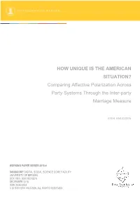 How Unique Is the American Situation? Comparing Affective Polarization Across Party Systems Through the Inter-Party Marriage Measure