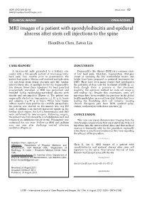MRI Images of a Patient with Spondylodiscitis and Epidural Abscess After Stem Cell Injections to the Spine