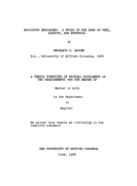 Narcissus Englished: a Study Op the Book Op Thel, Alastor, and Endymion