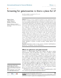 Screening for Galactosemia: Is There a Place for It?