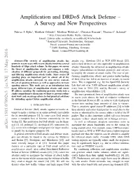 Amplification and Drdos Attack Defense – a Survey and New Perspectives