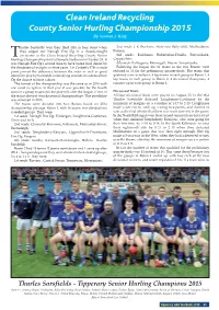 Thurles Sarsfields Defeated Loughmore-Castleiney by the the Teams Were Divided Into Two Roinns Based on 2014 Minimum of Margins on a Scoreline of 1-17 to 2-13