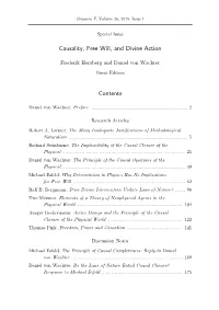 Causality, Free Will, and Divine Action Contents