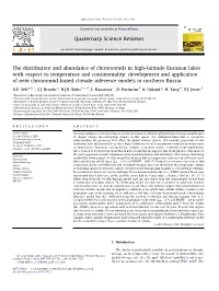 De Eurasian Lakes with Respect to Temperature and Continentality: Development and Application of New Chironomid-Based Climate-Inference Models in Northern Russia
