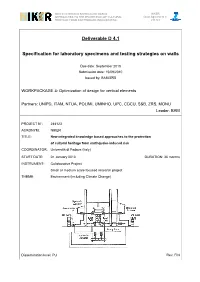 Deliverable D 4.1 Specification for Laboratory Specimens and Testing