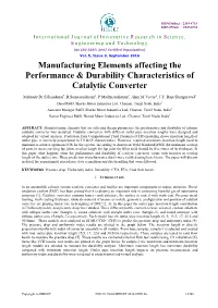 Manufacturing Elements Affecting the Performance & Durability