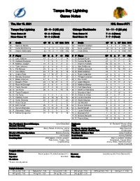 Tampa Bay Lightning Game Notes