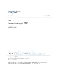 Connections, April 2016 University Library Roger Williams University