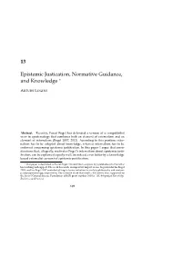 Epistemic Justification, Normative Guidance, and Knowledge