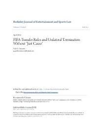 FIFA Transfer Rules and Unilateral Termination Without Â•Œjust