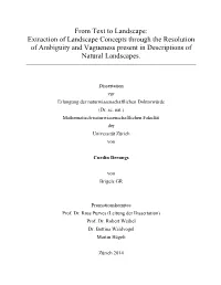 From Text to Landscape: Extraction of Landscape Concepts Through the Resolution of Ambiguity and Vagueness Present in Descriptions of Natural Landscapes