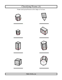 Geometry Worksheet -- Classifying Prisms