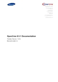 Opencms 8.5.1 Documentation