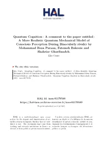 Quantum Cognition