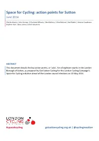 Space for Cycling: Action Points for Sutton (June 2014)