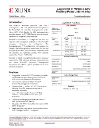Xilinx Logicore IP Virtex-5 APU Floating-Point Unit (V1.01A), Data Sheet