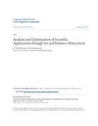 Analysis and Optimization of Scientific Applications Through Set and Relation Abstractions M