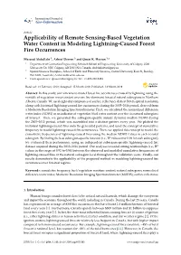 Applicability of Remote Sensing-Based Vegetation Water Content in Modeling Lightning-Caused Forest Fire Occurrences