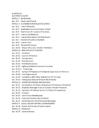 CHAPTER 16 ALCOHOLIC LIQUOR ARTICLE I. DEFINITIONS Sec. 16-1