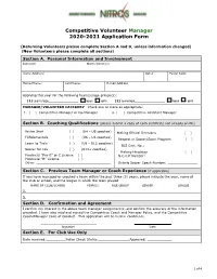 Competitive Volunteer Manager 2020-2021 Application Form