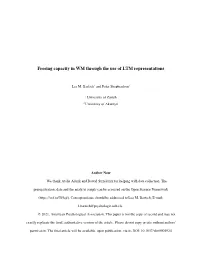 Freeing Capacity in WM Through the Use of LTM Representations