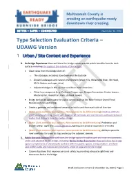 Type Selection Evaluation Criteria – UDAWG Version 1 Urban / Site Context and Experience