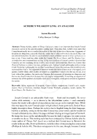 Achebe's Weakest Link: an Analysis