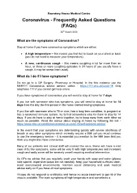 Coronavirus - Frequently Asked Questions (Faqs)