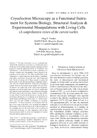 Cryoelectron Microscopy As a Functional Instru- Ment for Systems