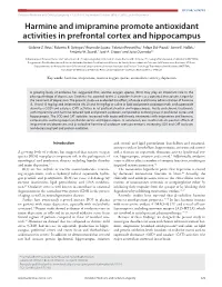 Harmine and Imipramine Promote Antioxidant Activities in Prefrontal Cortex and Hippocampus