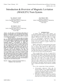 Introduction & Overview of Magnetic Levitation (MAGLEV) Train System