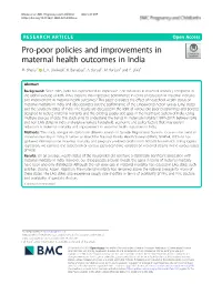 Pro-Poor Policies and Improvements in Maternal Health Outcomes in India M