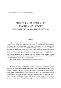 “The Age Undreamed Of”: Reality and History in Robert E. Howard's Fantasy
