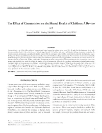 The Effect of Circumcision on the Mental Health of Children: a Review •