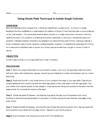 Using Streak Plate Technique to Isolate Single Colonies