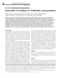 Association of Mutations in FLNA with Craniosynostosis