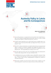 Austerity Policy in Latvia and Its Consequences