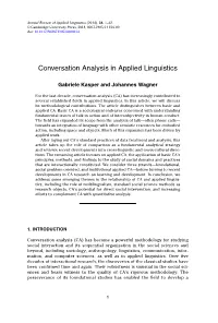 Conversation Analysis in Applied Linguistics