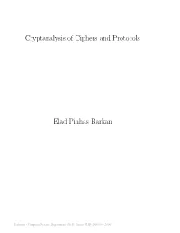 Cryptanalysis of Ciphers and Protocols Elad Pinhas Barkan