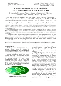 E-Learning Platforms in the Italian Universities: the Technological Solutions at the University of Bari