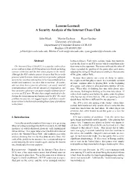 Lessons Learned: a Security Analysis of the Internet Chess Club