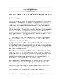 The Joys and Hazards of Self-Publishing on the Web