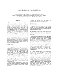 Umple: Bridging the Code-Model Divide