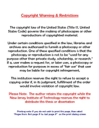 Copyright Warning & Restrictions